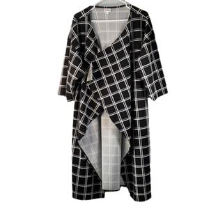 Lularoe Black & White Plaid Shirley Long Overjacket